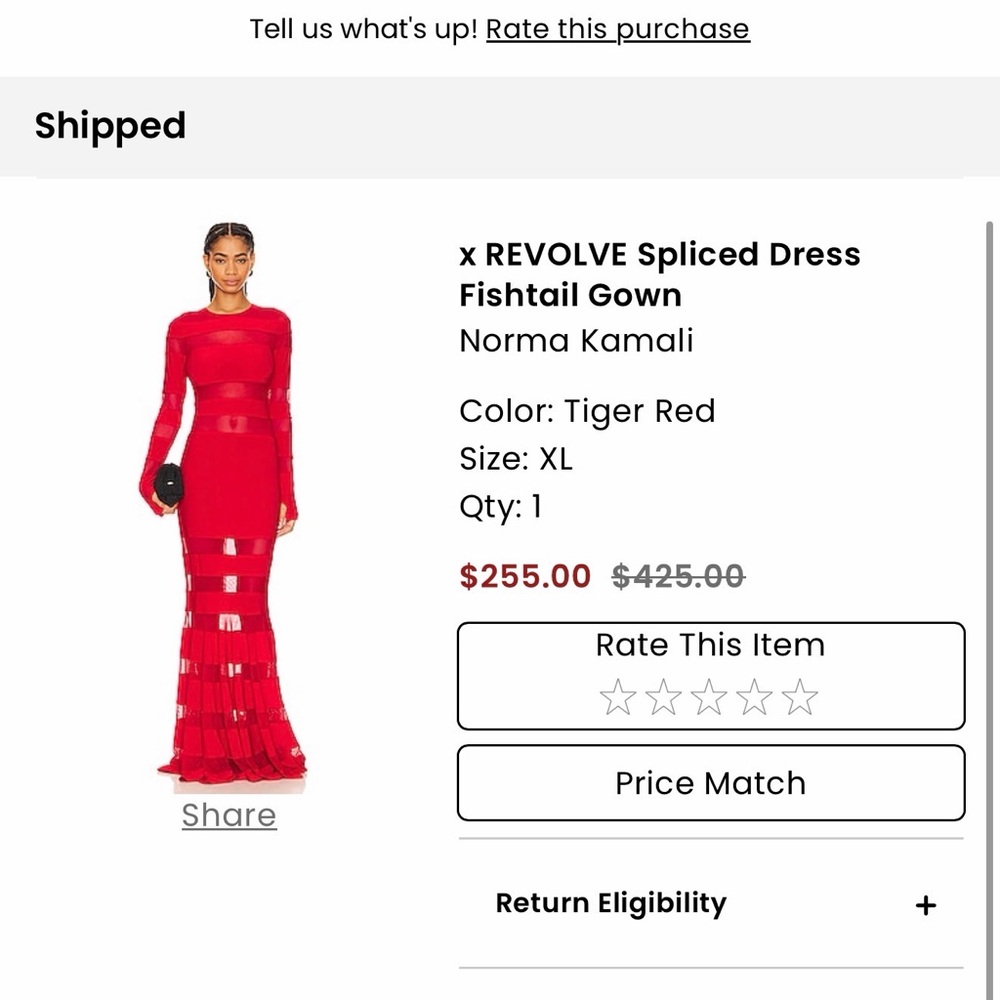 Norma Kamali Tiger Red Spliced Fishtail Dress XL NWT Revolver